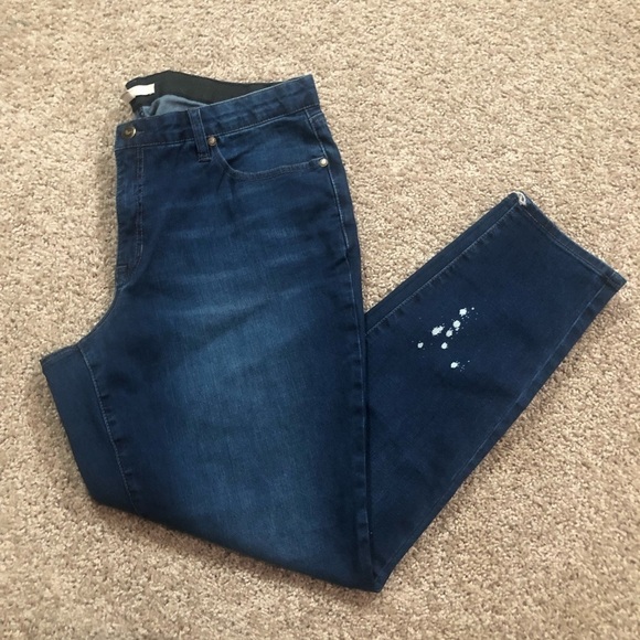 NWOT No-gap Skinny Jeans Paint/Bleach Splatter 16W - Picture 3 of 15